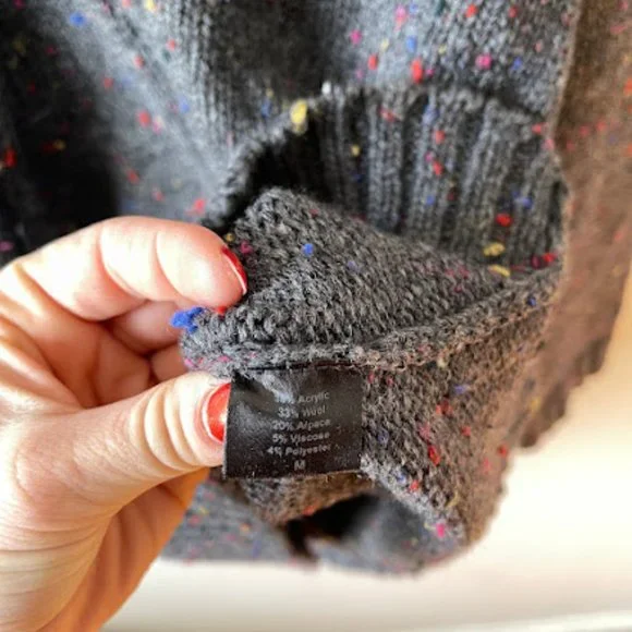 Jenni Kayne Grey Multi Color Speckle Cable Knit Sweater - Picture 6 of 6